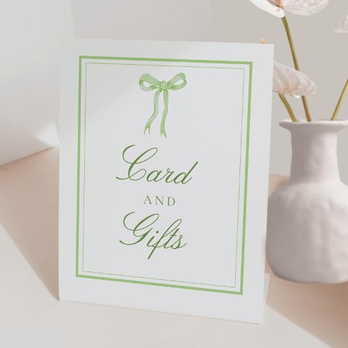Green Bow Coquette Ribbon Cards and Gifts Sign