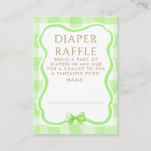 Green Bow Diaper Raffle Baby Shower Tickets