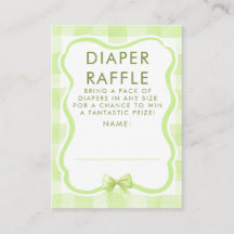 Green Bow Diaper Raffle Baby Shower Tickets