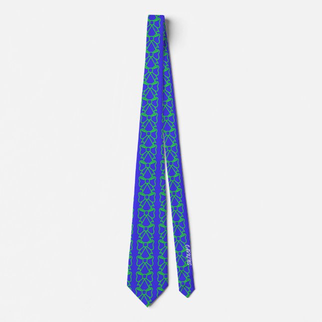Green Bow Executive Men's Classic Quality Blue Neck Tie (Front)