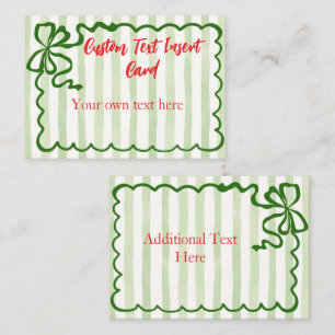 Green Bow Frame Custom Text Enclosure Card