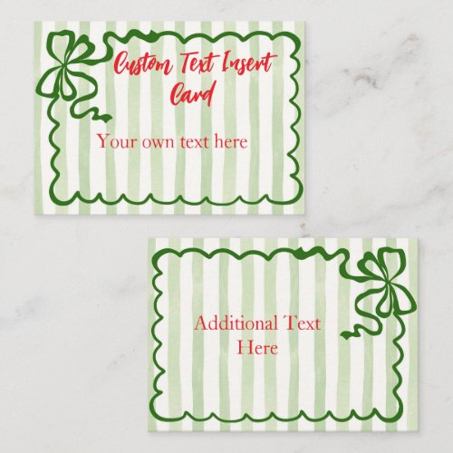 Green Bow Frame Custom Text Enclosure Card