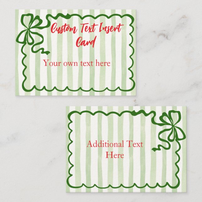 Green Bow Frame Custom Text Enclosure Card (Front/Back)