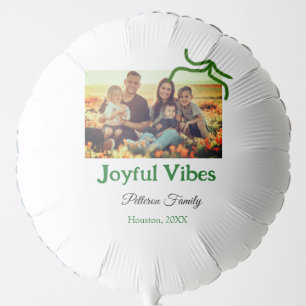 Green bow joyful Vibes add family photo name  Balloon