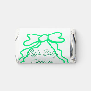 Green bow scribble baby shower add name date moder hershey's miniatures