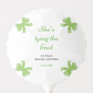 Green Bow She's Tying The Knot Bridal Shower Balloon
