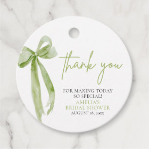 Green Bow She's Tying the Knot Bridal Shower Favor Tags