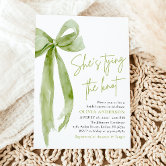 Green Bow She's Tying the Knot Bridal Shower Invitation | Zazzle