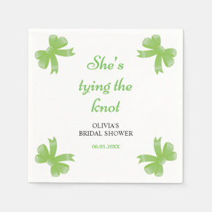 Green Bow She's Tying The Knot Bridal Shower Napkins