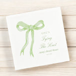 Green Bow She's Tying The Knot Bridal Shower Napkins<br><div class="desc">Green Bow She's Tying The Knot Bridal Shower Napkins</div>