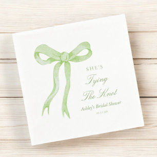Green Bow She's Tying The Knot Bridal Shower Napkins