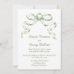 Green Bow Swag Wedding Invitation at Zazzle