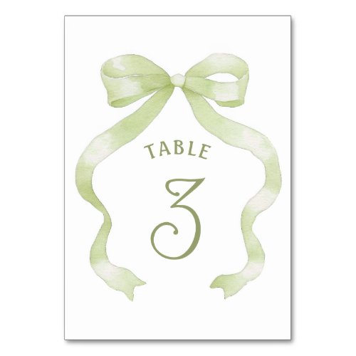 Green Bow Table Number