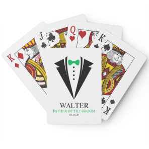 Green Bow Tie "Father of the Groom" Wedding Party Poker Cards