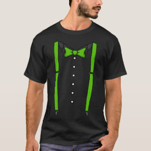 Green Bow Tie Suspenders Cummerbund Tuxedo Bow Tie T-Shirt