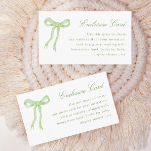 Green Bow Tying The Knot Bridal Shower Custom Enclosure Card