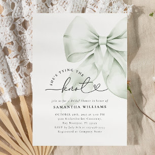 Green Bow Tying the Knot Bridal Shower Invitation