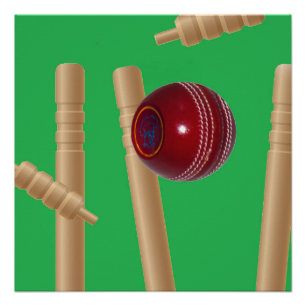 Green Bowled At Cricket, Poster