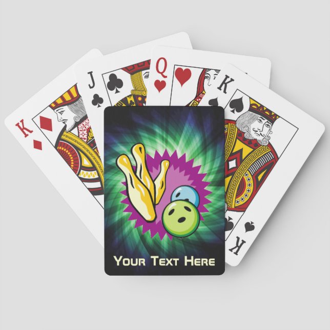 Green Bowling Ball; Pins Poker Cards (Back)