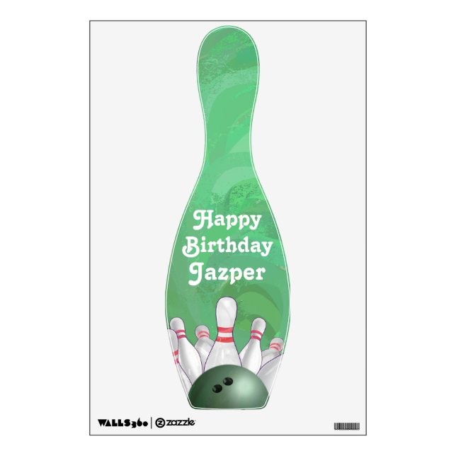 Green Bowling Party Bowling Pin Wall Decoration Wall Decal (Front)