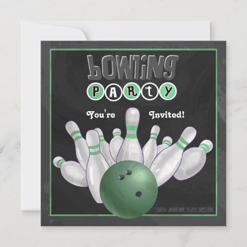 Green Bowling Party Invitation