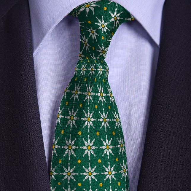 Green Bowling Pin Flower Pattern Neck Tie (Creator Uploaded)