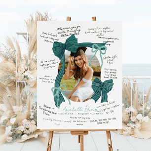 Green Bows Photo Graduation Guest Signature Foam Board