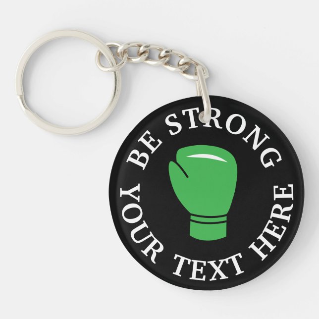 Green boxing glove logo custom acrylic keychain (Front)