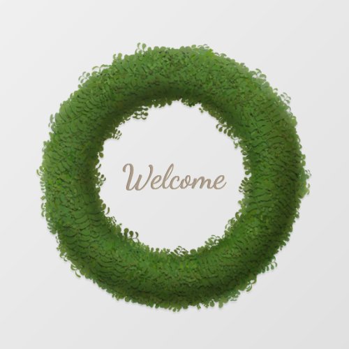 Green Boxwood Wreath with Custom Name or Text Wall Decal