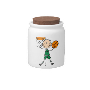 Green Boy Basketball Player t-shirts and Gifts Candy Jar