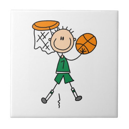 Green Boy Basketball Player t_shirts and Gifts Tile