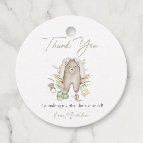 Green Boy Boho Baby Shower Party Thank You Tag