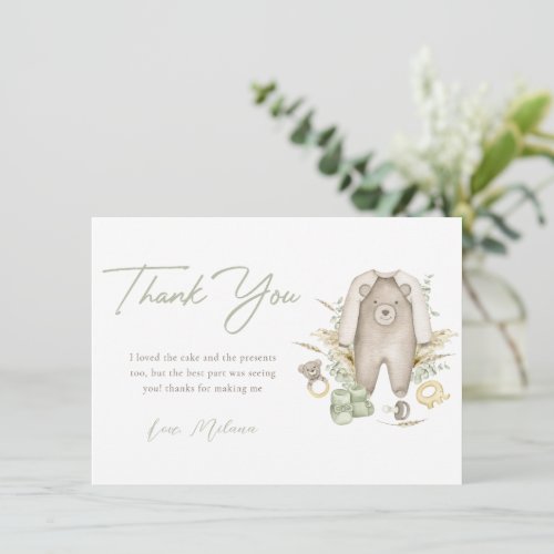 Green Boy Boho Baby Shower Thank You Card