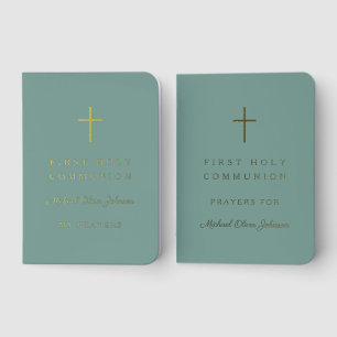 Green Boy First Communion Prayer Gold Foil Vow Books