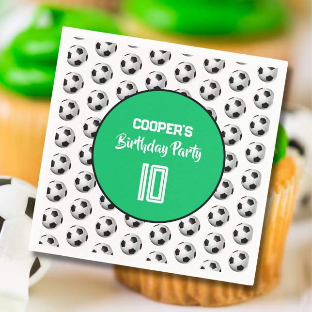 Green Boy Soccer Birthday Party Napkins (Creator Uploaded)