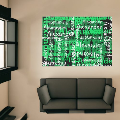 Green Boys All_over Name Collage Personalized Rug