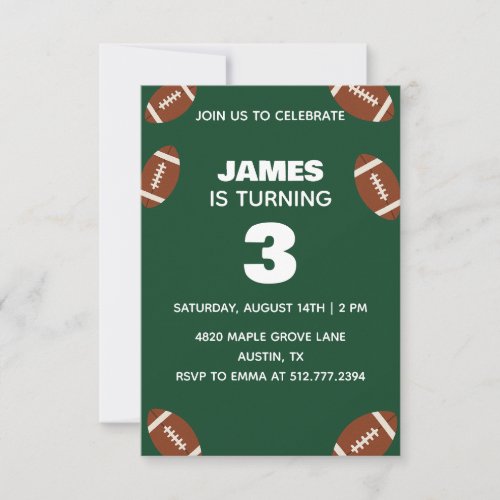 Green Boys Football Birthday for All Ages