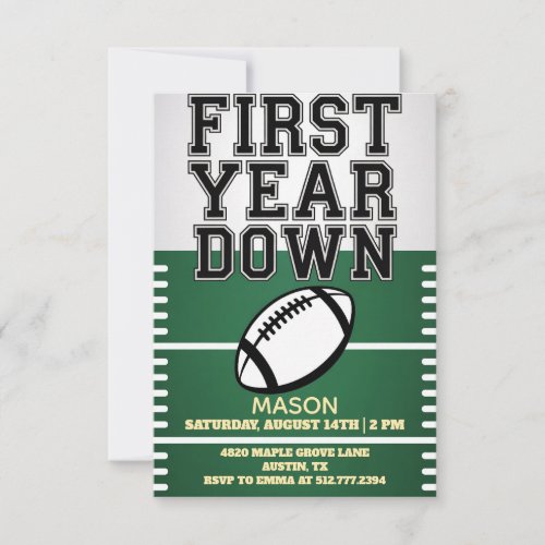 Green Boy's Football First Year Down 1st Birthday 