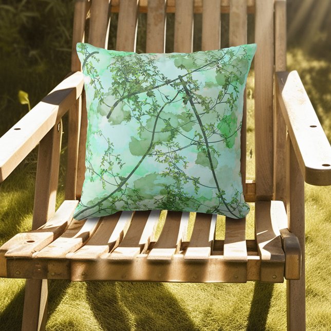 Green Branch Monogram Outdoor Pillow (Creator Uploaded)