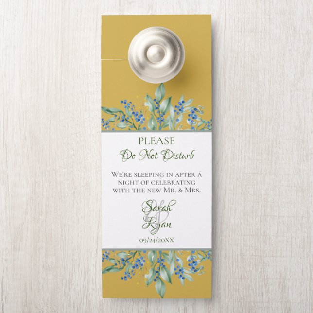 Green Branch Wedding Suite Favor - Door Hanger (On Knob)