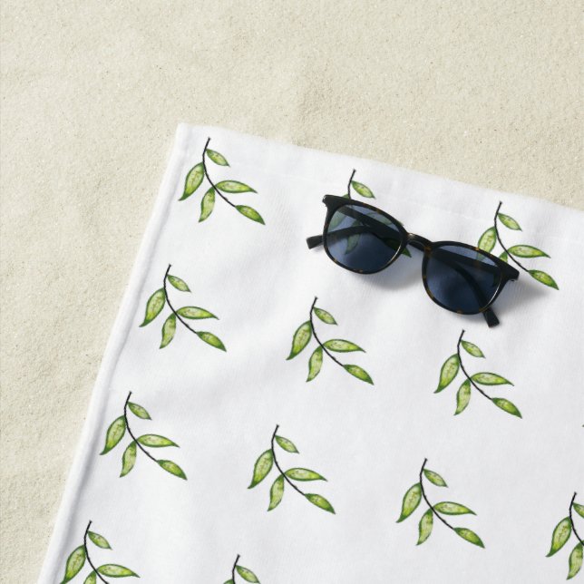 Green Branches Beach Towel (In Situ)