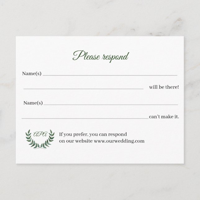 Green Branches RSVP Postcard (Front)