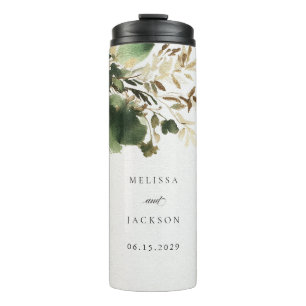 Green Branches Wedding Thermal Tumbler