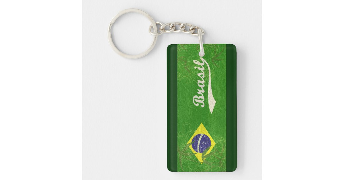 Green Brazil Flag Keychain | Zazzle