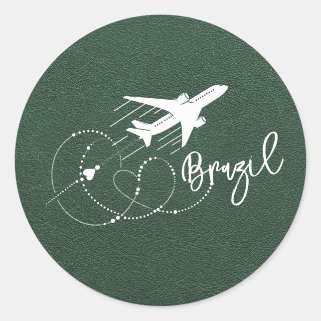 Green Brazil Passport Classic Round Sticker (Front)