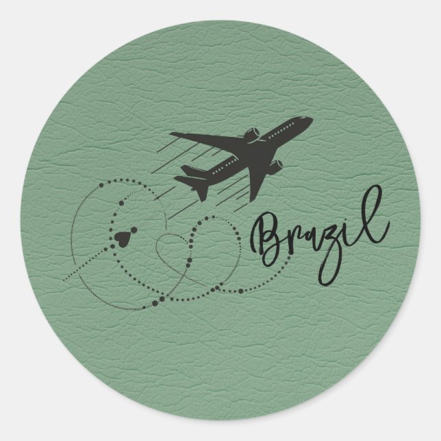Green Brazil Passport Classic Round Sticker (Front)