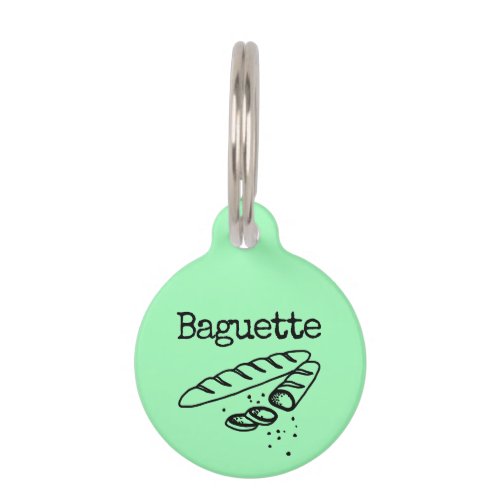 Green bread Baguette Pet ID Tag