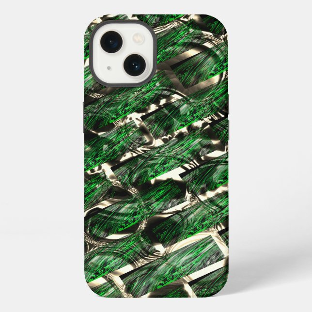 Green brick effect and darkest bubbles? iphone case (Back)