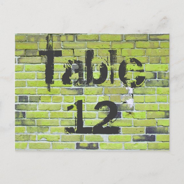 Green Brick Graffiti Reception Table Numbers (Front)