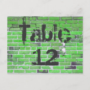 Green Brick Graffiti Reception Table Numbers